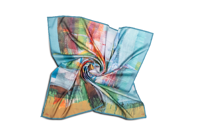 Silk scarf “Invention of the bicycle #1”