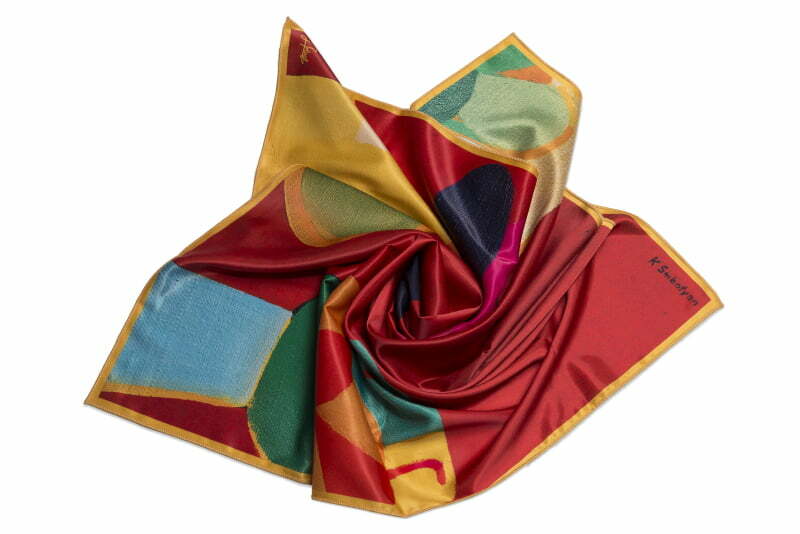Square neck scarf “Red Background”